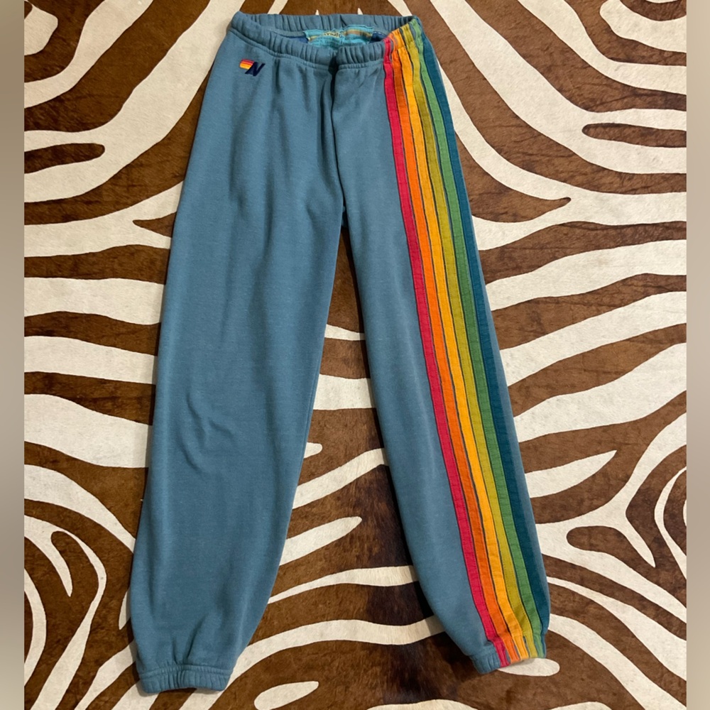 Aviator Nation Blue Striped Sweatpants Small
